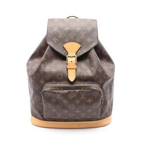 Louis Vuitton Montsouris Backpack Bag Canvas Leather Monogram Brown